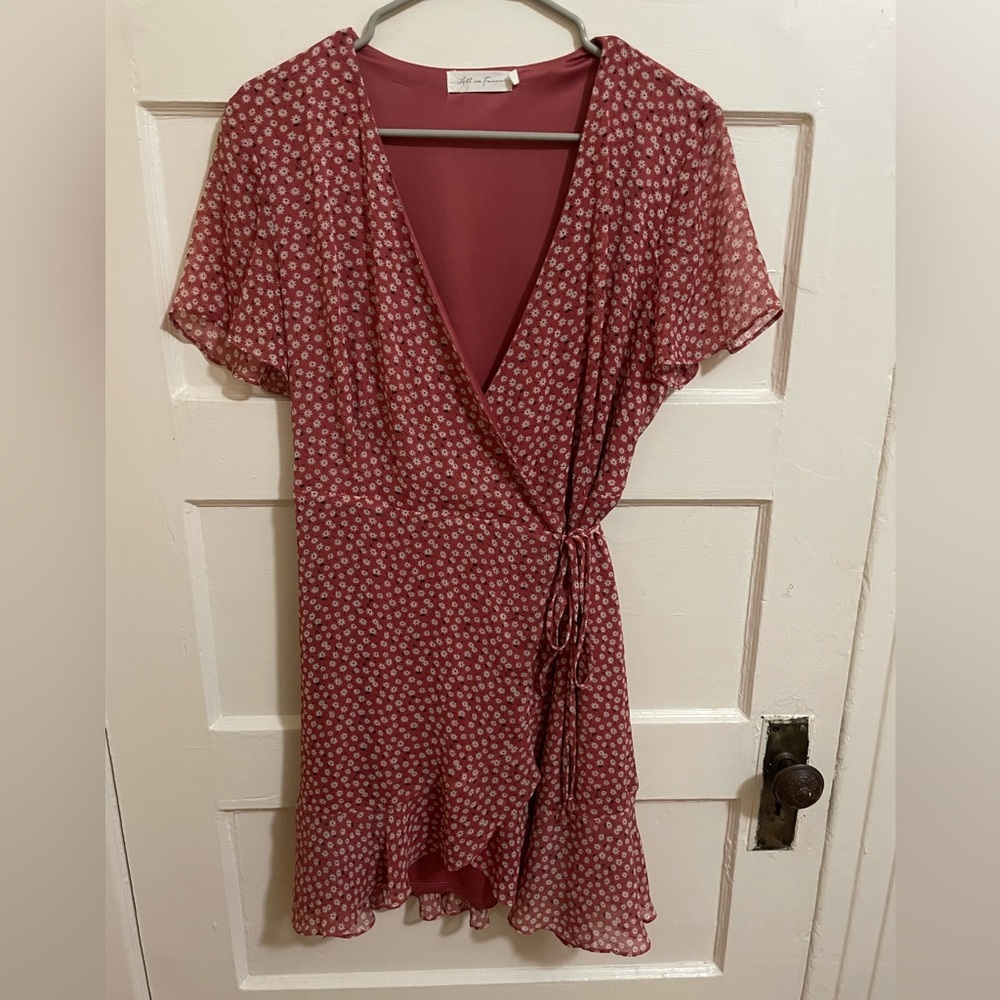 All in Favor Floral Wrap Dress